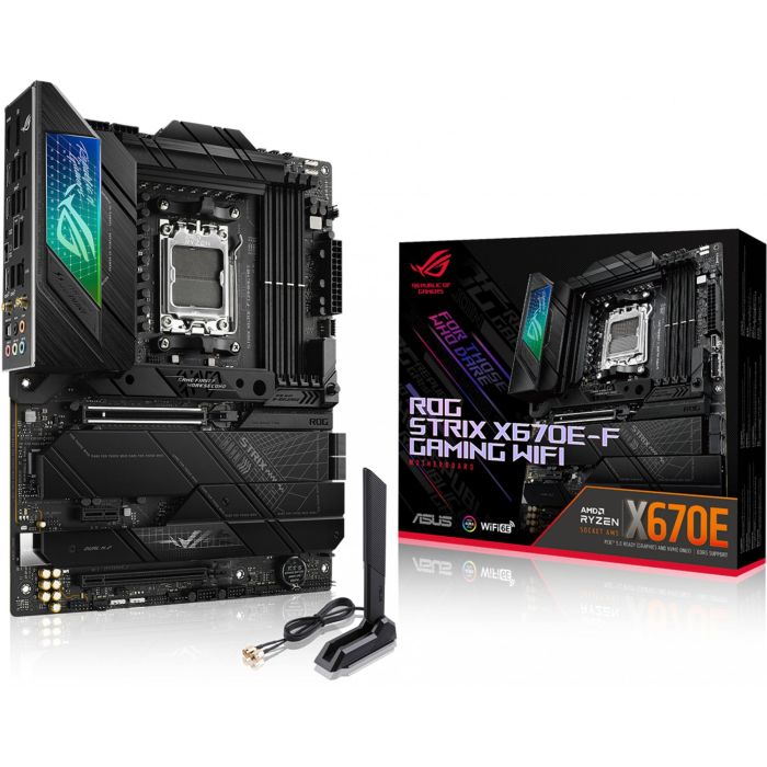 ASUS ROG STRIX X670E-F GAMING WiFi AMD X670 Socket AM5 ATX - 90MB1BA0-M0EAY0 - Compatible con AMD Ryzen 7, Wi-Fi 6E, DDR5-SDRAM