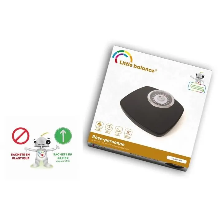 Little Balance 8400 Comfort Báscula de Peso Corporal, 180 kg / 1 kg, Pantalla Grande, Compacta, Negra y Cromada 2