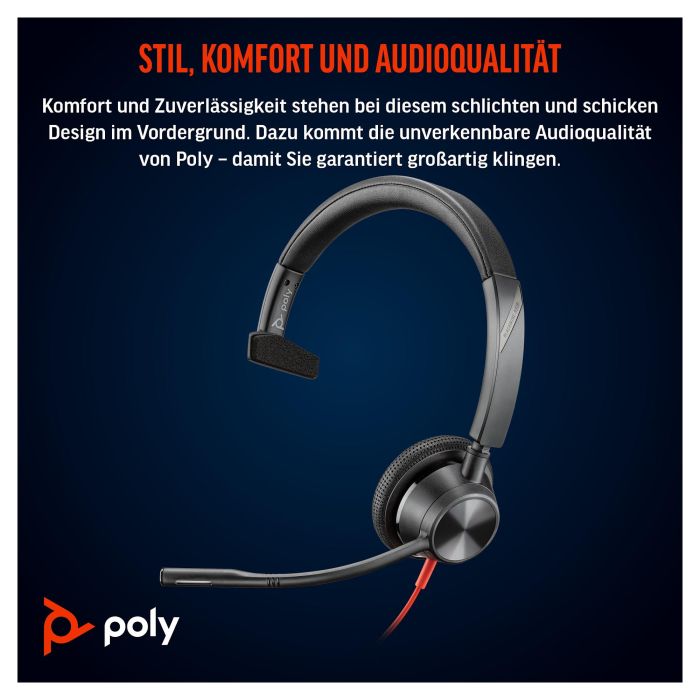 HP Blackwire 3315 Auricular Monaural USB-C con Conector 3.5mm y Adaptador USB-C/A 5