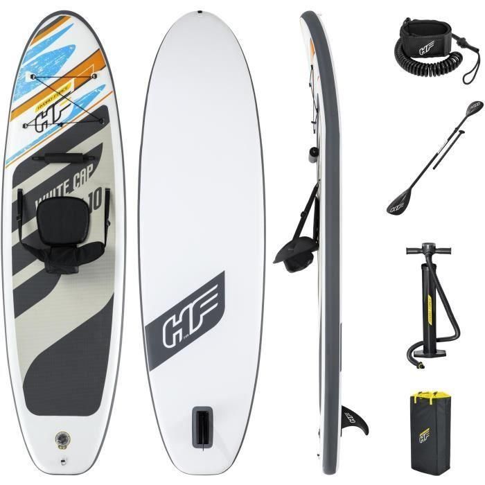 Bestway Paddle SUP Hydro-Force White Cap Hinchable 305x84x12 cm para 1 Persona Hasta 120 kg con Remo y Asiento de Kayak