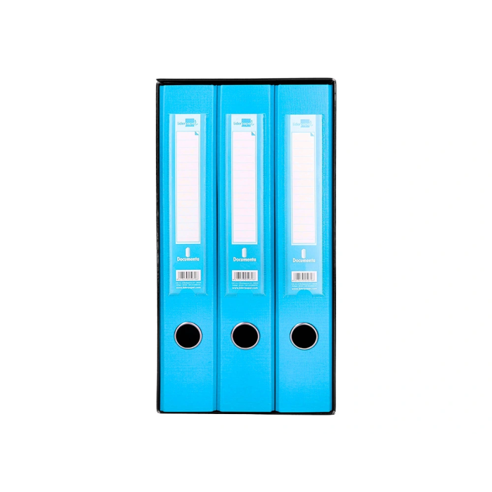Liderpapel Archivador de Folio con 2 Anillas y Mecanismo de Palanca de 52mm, Celeste 2