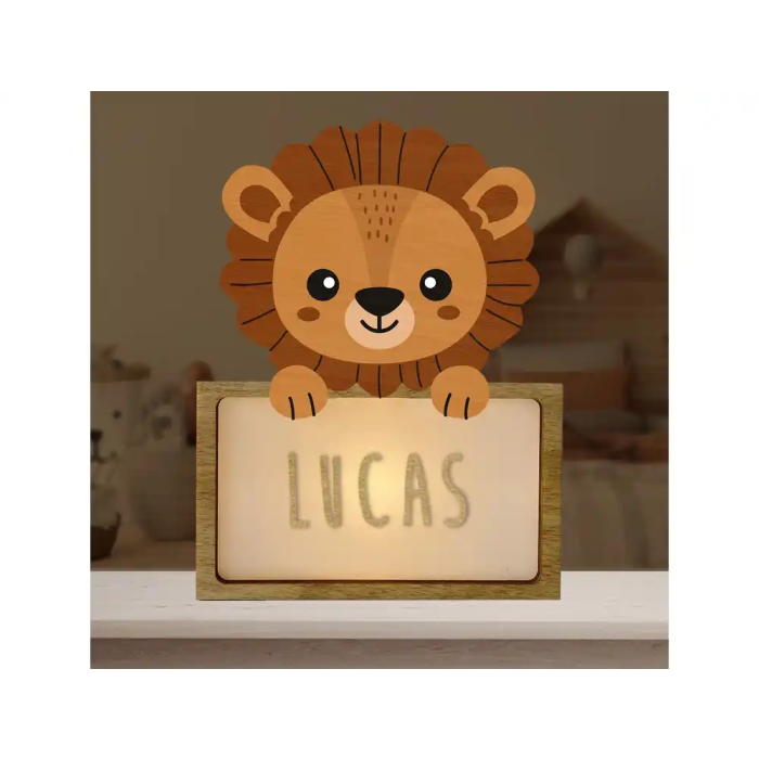 Wondee Lámpara Infantil Personalizable "Little Lion" con Nombre Madera Sostenible, Luz Quit Miedos Bebé 0 Wondee Lámpara Infantil Personalizable "Little Lion" con Nombre Madera Sostenible, Luz Quit Miedos Bebé 0