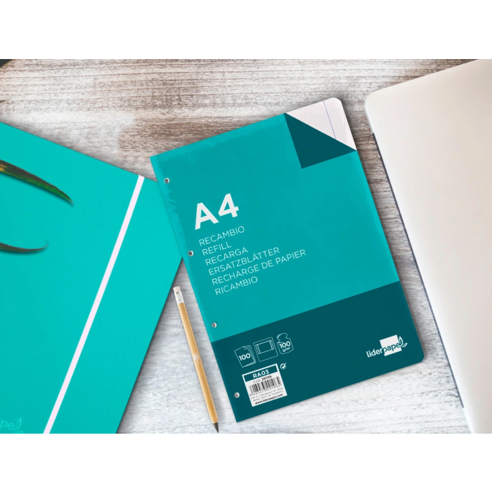 Liderpapel Recambio A4 100 Hojas 100gr Liso 4 Taladros Doble Margen 7 Liderpapel Recambio A4 100 Hojas 100gr Liso 4 Taladros Doble Margen 7