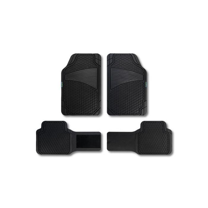 Abc GOD9016 Alfombra de Goma Negra para Coche, 4 Piezas, con Diseño Panal