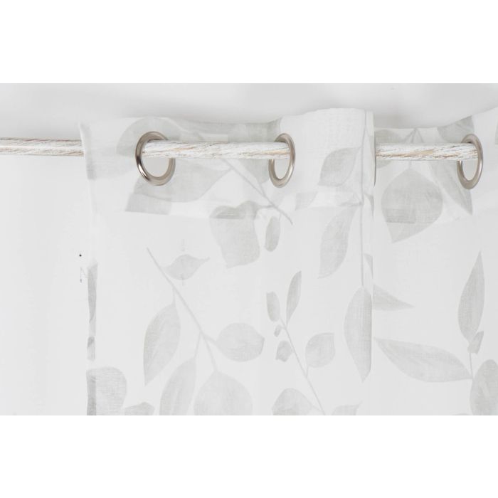 DKD Home Decor Cortina Visillo Oriental con Hojas Poliester Gris Claro Blanco 270x140 cm (2 Unidades) 2 DKD Home Decor Cortina Visillo Oriental con Hojas Poliester Gris Claro Blanco 270x140 cm (2 Unidades) 2