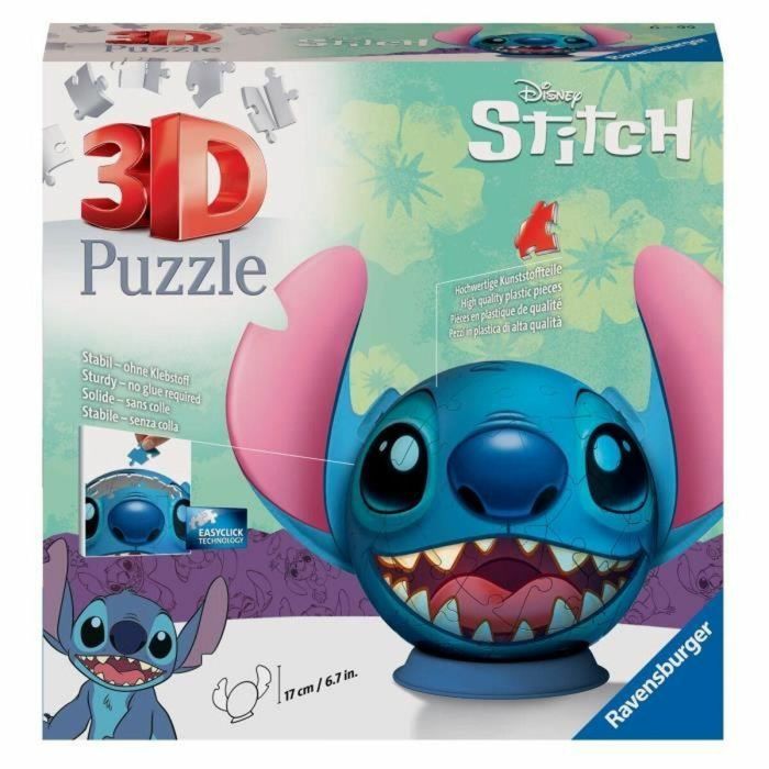 Puzzle 3D Bola Disney Stitch 72 piezas, 6 años, Ravensburger, 11574