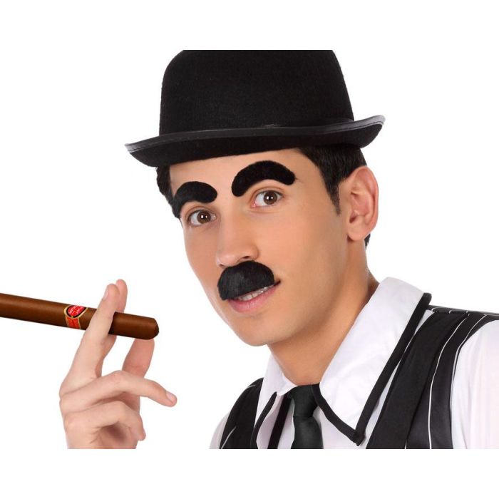 Bigote Y Cejas Negros Cómicos Para Disfraz Gracioso De Fiesta, Carnaval O Espectáculos