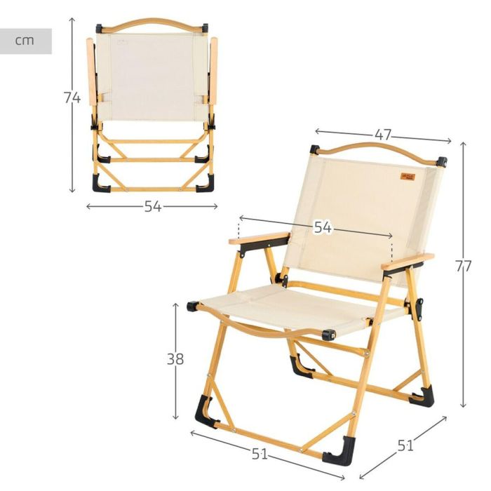 Silla de Camping Plegable Aktive Sabana Tierra 47 x 77 x 51 cm (2 Unidades) 3