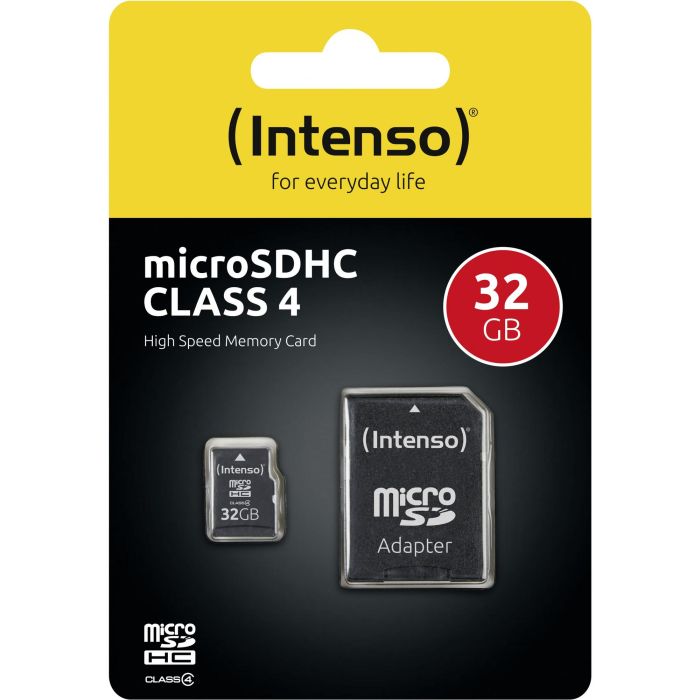 Intenso Tarjeta MicroSDHC de 32GB Clase 4 con Adaptador SD, 20MB/s Lectura, Modelo 3403480 3