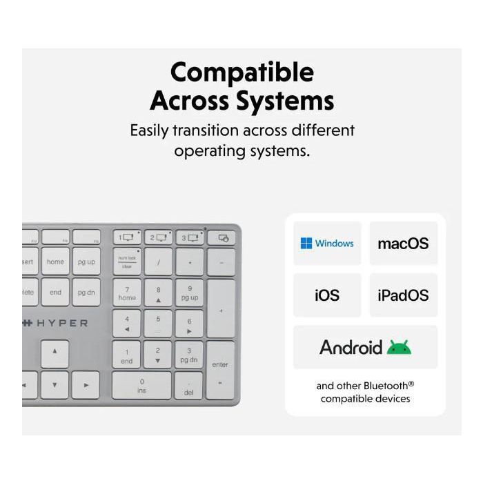 Hyper HyperSpace Next Teclado Inalámbrico Bluetooth Nordic con Retroiluminación y Carga USB-C 3