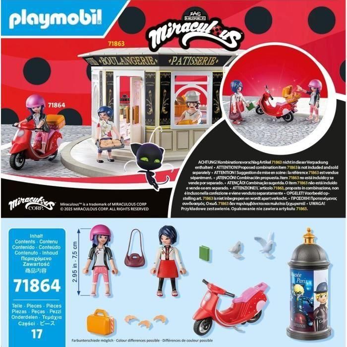 Playmobil 71864 Miraculous: Paseo en Scooter por París con Marinette y Kagami, Maletero, Juego de Construcción para Niños +4 años 4