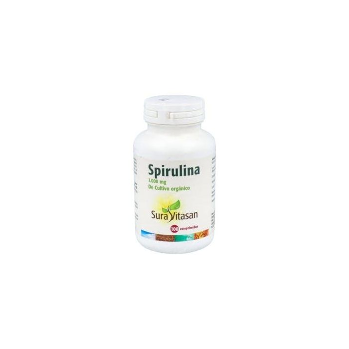 SURA VITASAN Spirulina 100 comprimidos. Complemento alimenticio con 1.000mg de alga espirulina, rico en proteínas y Vitamina B12