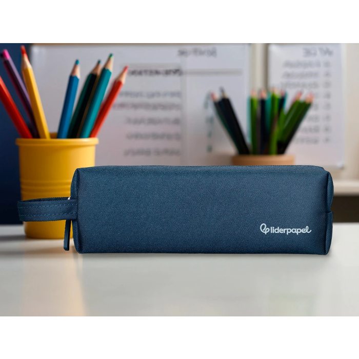 Liderpapel Estuche Portatodo Classic Rectangular con Asa, Azul Marino, 210x70mm 8