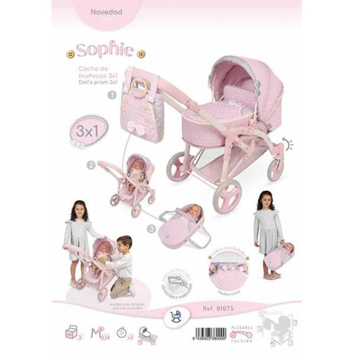 Decuevas Coche de Muñeca 3x1 Plegable Sophie para Muñecas hasta 48 cm - Edad 3+ Años, Material: Metal, Plástico, Poliéster 2 Decuevas Coche de Muñeca 3x1 Plegable Sophie para Muñecas hasta 48 cm - Edad 3+ Años, Material: Metal, Plástico, Poliéster 2