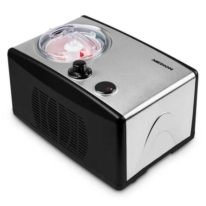 MEDION Heladera y yogurtera eléctrica de aluminio con compresor, máquina para hacer helados con una capacidad de 1,5 litros (corresponde a MEDION Heladera y yogurtera eléctrica de aluminio con compresor, máquina para hacer helados con una capacidad de 1,5 litros (corresponde a