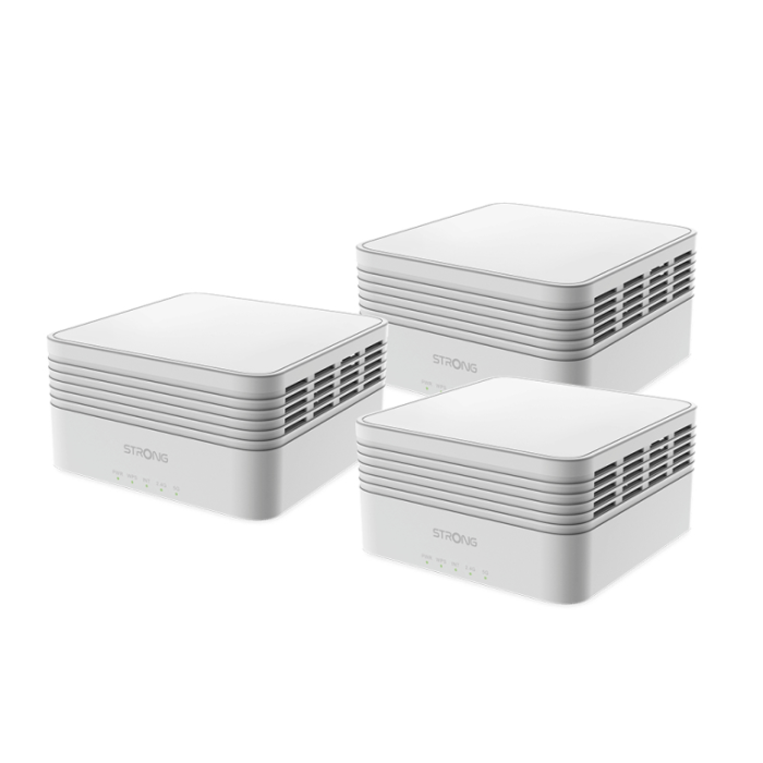 Strong MESHTRIAX3000 sistema Wi-Fi Mesh (Wi-Fi en malla) Doble banda (2,4 GHz / 5 GHz) Wi-Fi 6 (802.11ax) Blanco 3 Interno Strong MESHTRIAX3000 sistema Wi-Fi Mesh (Wi-Fi en malla) Doble banda (2,4 GHz / 5 GHz) Wi-Fi 6 (802.11ax) Blanco 3 Interno