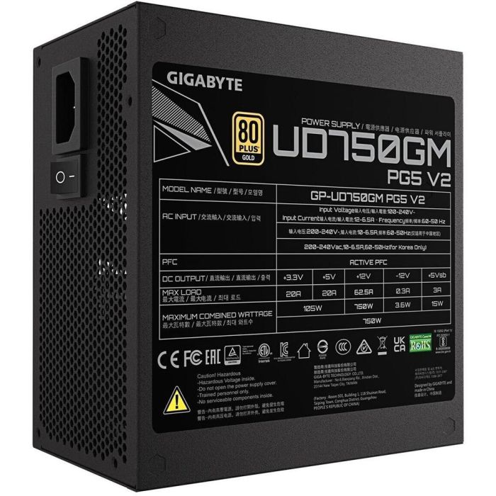 GIGABYTE UD750GM PG5 V2 Fuente de Alimentación 750W 80 PLUS Gold ATX 3.1 Modular Negro 4