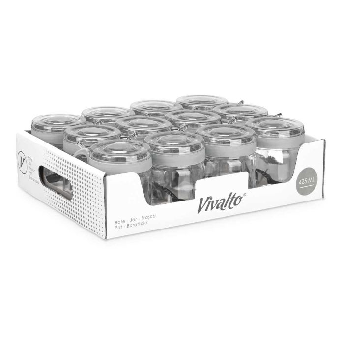Bote Multiuso Vivalto 425 ml Gris, 11x11x8.5 cm, Cristal y Plástico (12 Unidades) 2 Bote Multiuso Vivalto 425 ml Gris, 11x11x8.5 cm, Cristal y Plástico (12 Unidades) 2