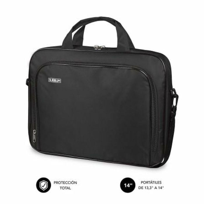SUBBLIM Maletin Oxford Negro para Portatiles hasta 13.3"-14"/ 33.7-35.5CM - Interior acolchado