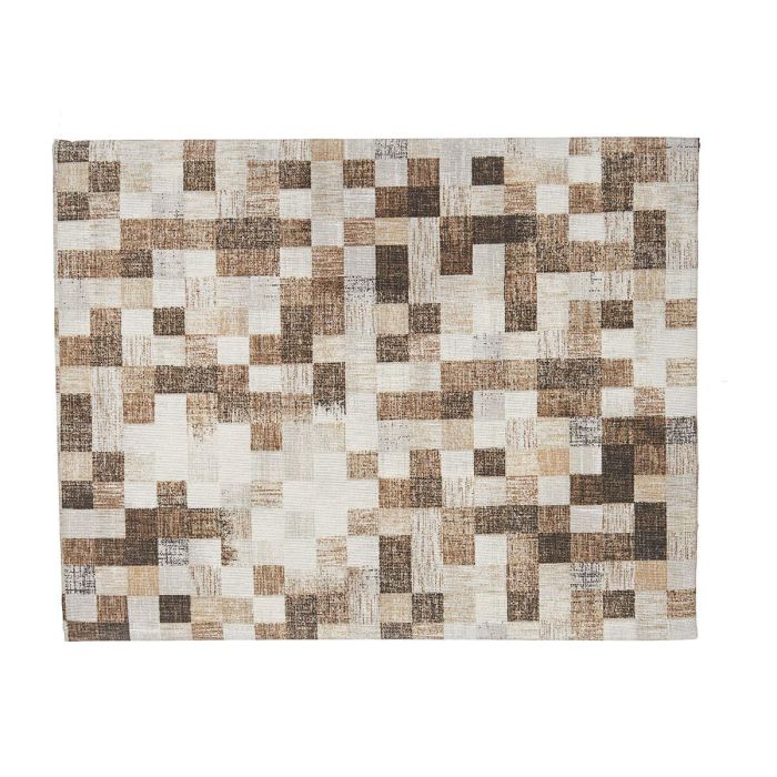 Kinvara Mantel Antimanchas Loneta Cuadros Beige 140x180 cm (Set de 6) 1