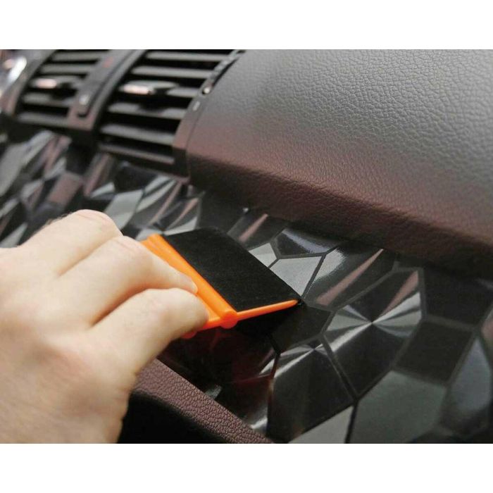 Foliatec FO3175 Lámina Adhesiva 3D Autoadhesiva para Interior de Coche Diseño Hexágono Irregular Cockpit Universal Cortable 1