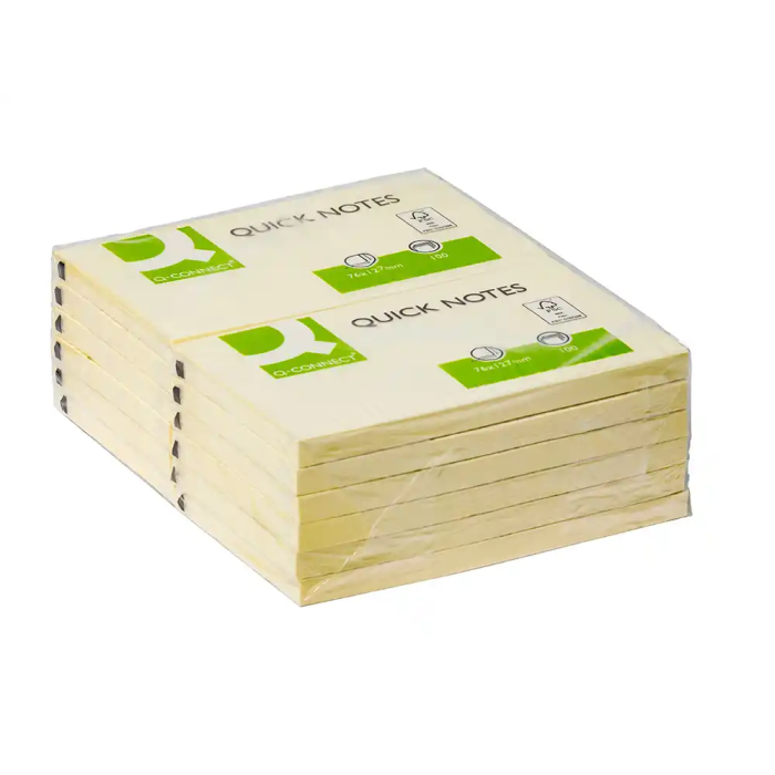 Q-connect Bloc de notas adhesivas quita y pon 76x127 mm Amarillo con 100 hojas 2