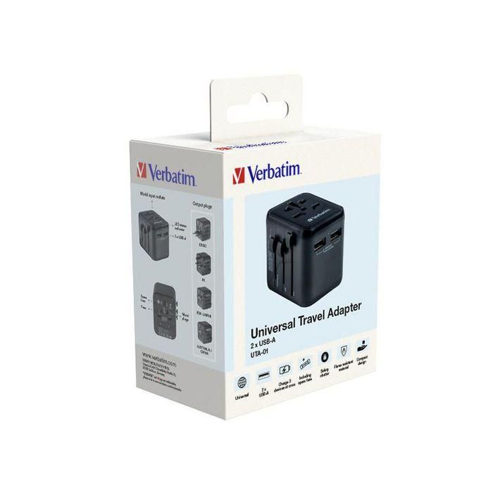 Verbatim UTA-01 12W Universal Travel Adapter with 2 x USB-A ports 6