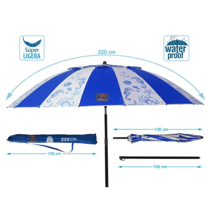 Sombrilla de playa Azul Ø 220 cm SPF50+ Marino 1 Sombrilla de playa Azul Ø 220 cm SPF50+ Marino 1