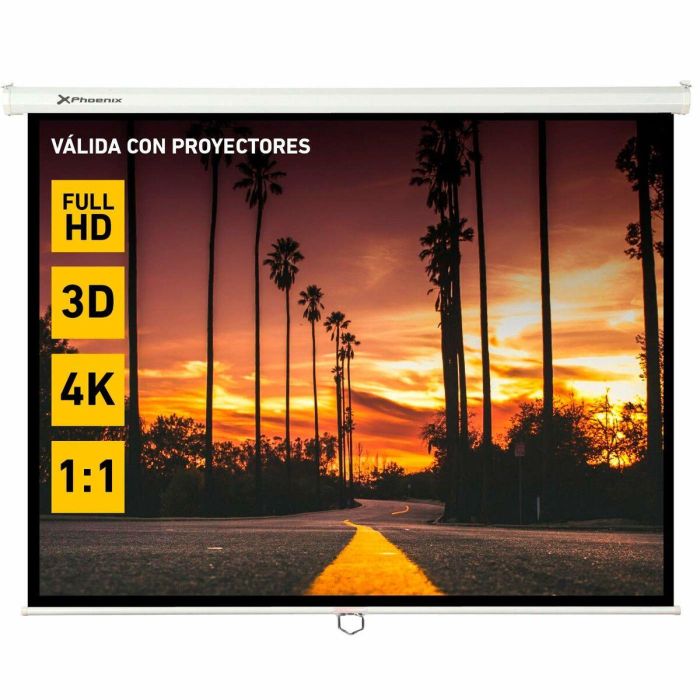 Phoenix Pantalla Proyección Manual 2x2m (112") Plegable Blanco Mate con Cajetín Acero para Techo/Pared Multi-Formato 4