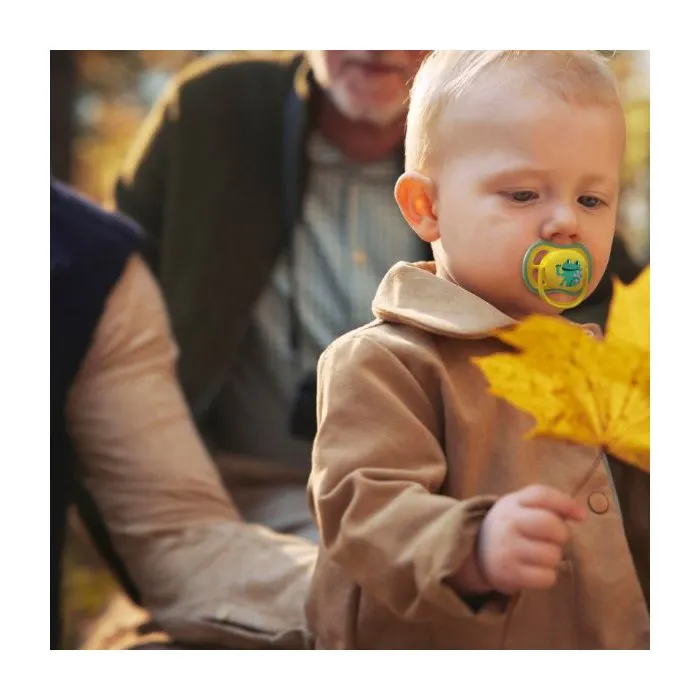 Philips Avent Pack de 4 chupetes Ultra Air SCF087/27, Día y Noche, Sin BPA, A partir de 18 meses, Verde/Naranja