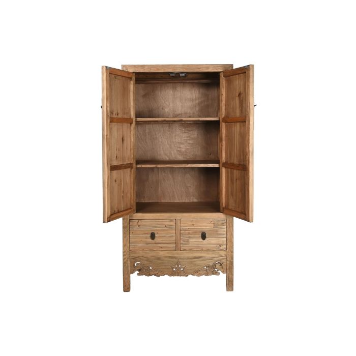 DKD Home Decor Armario Antik China Natural 52 x 180 x 88 cm Acabado Lacado Hecho a Mano 2 Cajones 2 Puertas 2