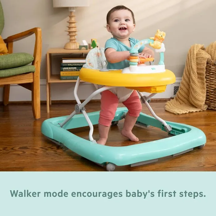 Bright Starts Andador de Actividades para Bebé Disney Baby Winnie, 2 en 1, Plegable, con Música y Luces, Altura Ajustable - AABVA72018