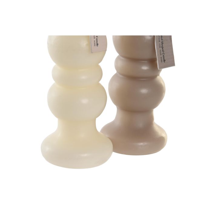DKD Home Decor Vela Urban de Cera Blanco Gris, 5x5x15 cm, 129 gr, 8h Duración, Pack 12 Unidades 2