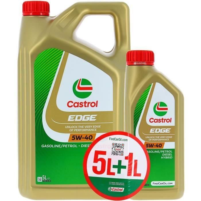 Aceite de motor - CASTROL EDGE - 5W-40 - 5L+1L - 057326 5 Aceite de motor - CASTROL EDGE - 5W-40 - 5L+1L - 057326 5