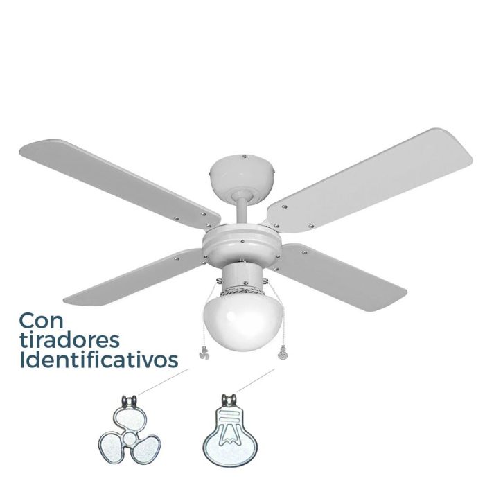 Edm Ventilador de techo modelo caribe, blanco, 50W, Ø102cm, 3 velocidades, con luz, 4 aspas 1
