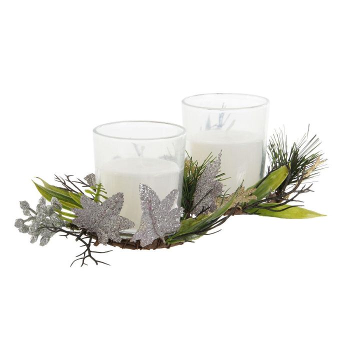 Vela Navidad Moderna DKD Home Decor Plateado Dorado 10 x 7 x 10 cm Set de 2 (2 Unidades) 1