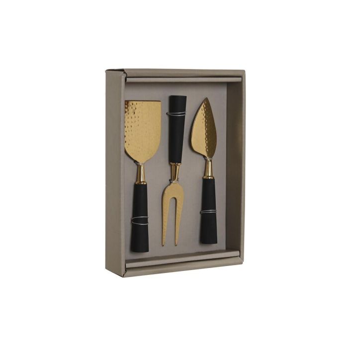 Cuchillo Glam DKD Home Decor Dorado Negro 1 x 17.5 x 3.9 cm Set de 3 1