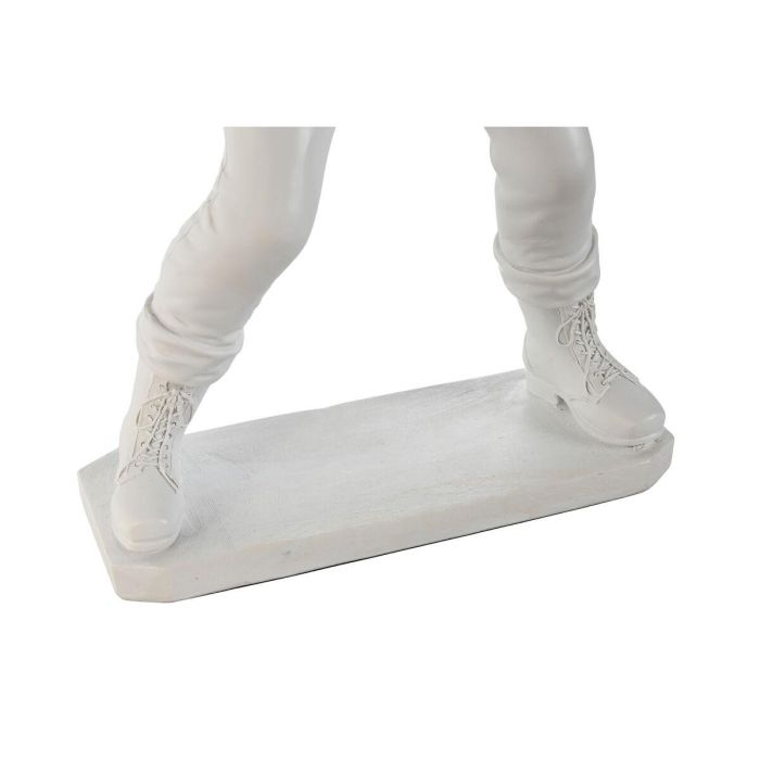 DKD Home Decor Lámpara de Sobremesa Urban, Resina Blanca y Dorada, con Bombilla E14, Medidas 13 x 52 x 32 cm 2