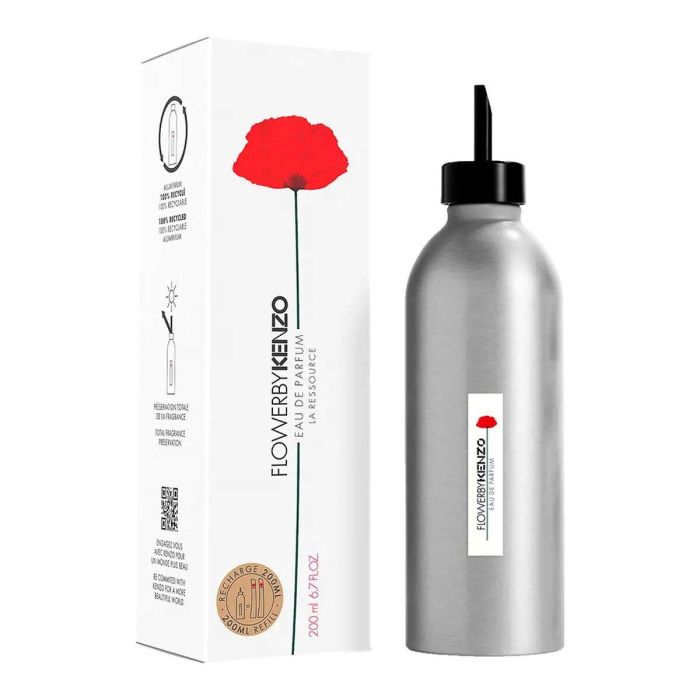 Kenzo Flower By Kenzo EDP Recargable Mujer 200 ml - Fragancia Floral Sostenible con Almizcles Blancos, Vainilla y Rosa Damascena