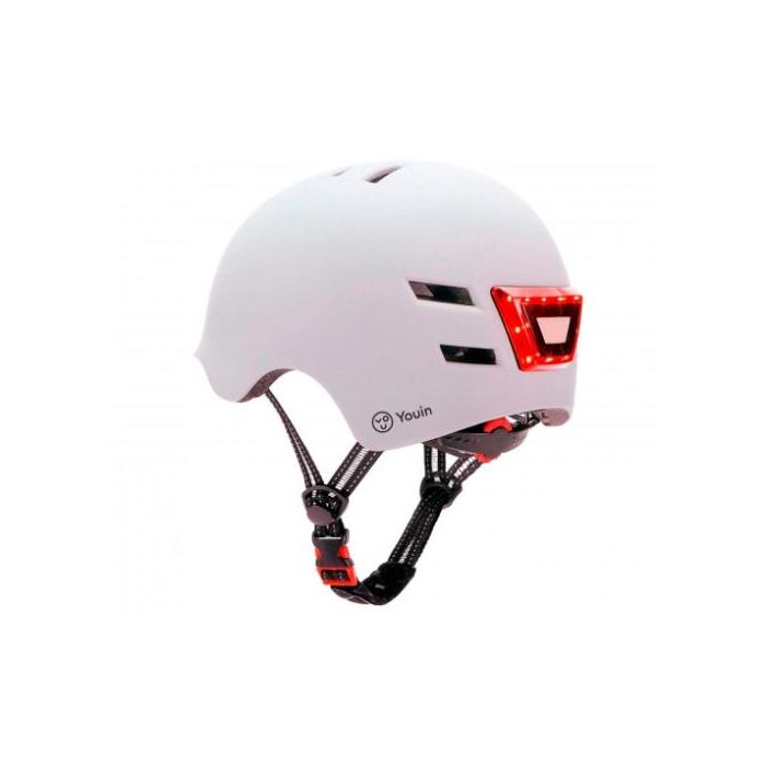 Youin Casco MA1011M con LED Frontal y Trasero, Talla M, Blanco 1
