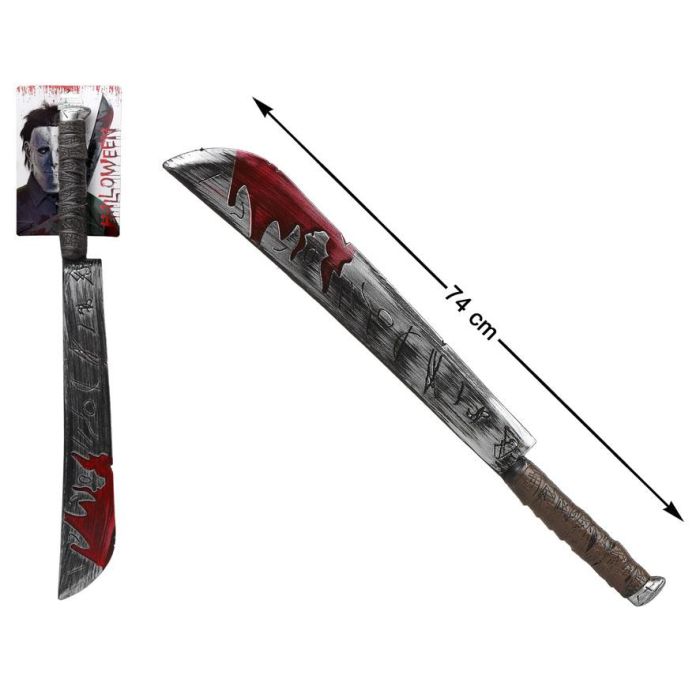 Arma Halloween Machete Manchado Sangre 74 cm