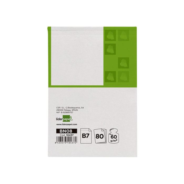 Bloc Notas Liderpapel Liso B7 80 Hojas 60 gr-M2 Perforado 10 unidades 1