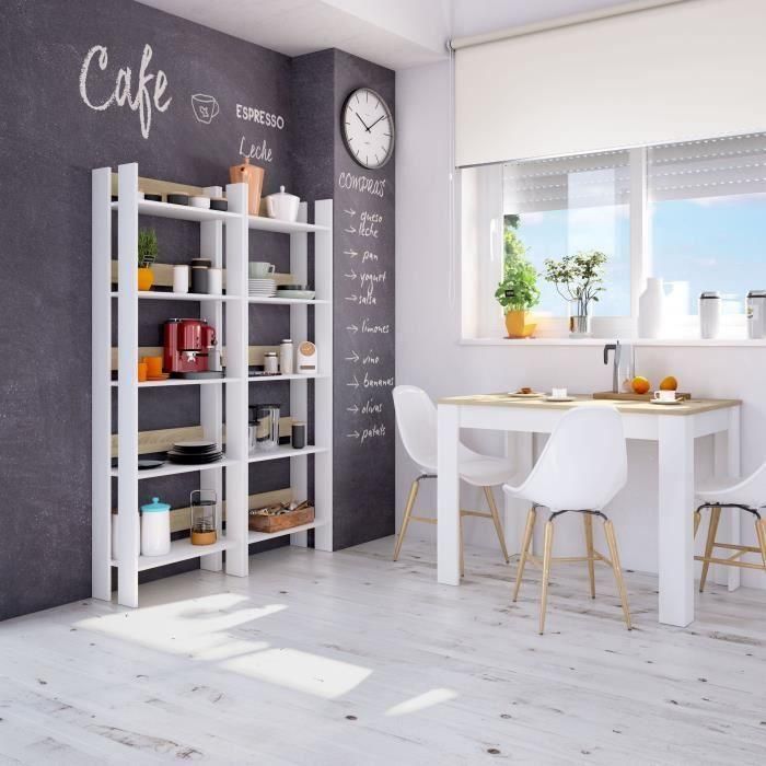 Mesa de Comedor LILIAN Blanco Marrón Madera 109 x 67 x 78 cm 4