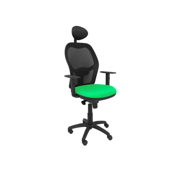 Silla Piqueras Y Crespo Jorquera Brazos Regulables Cabecero Fijo Mecanismo Sincro Con Regulador De Tension Respaldo De Malla Negra Y Asiento Tapizado Bali Verde