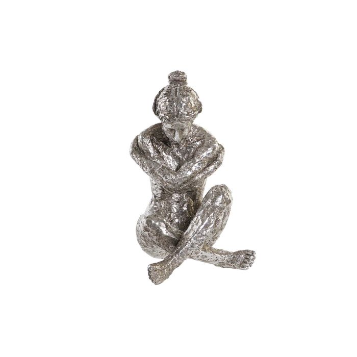 DKD Home Decor Figura Decorativa Moderna de Resina Plateada, Diseño Chica, 15x26x17 cm - Pack de 3 Surtidos 1