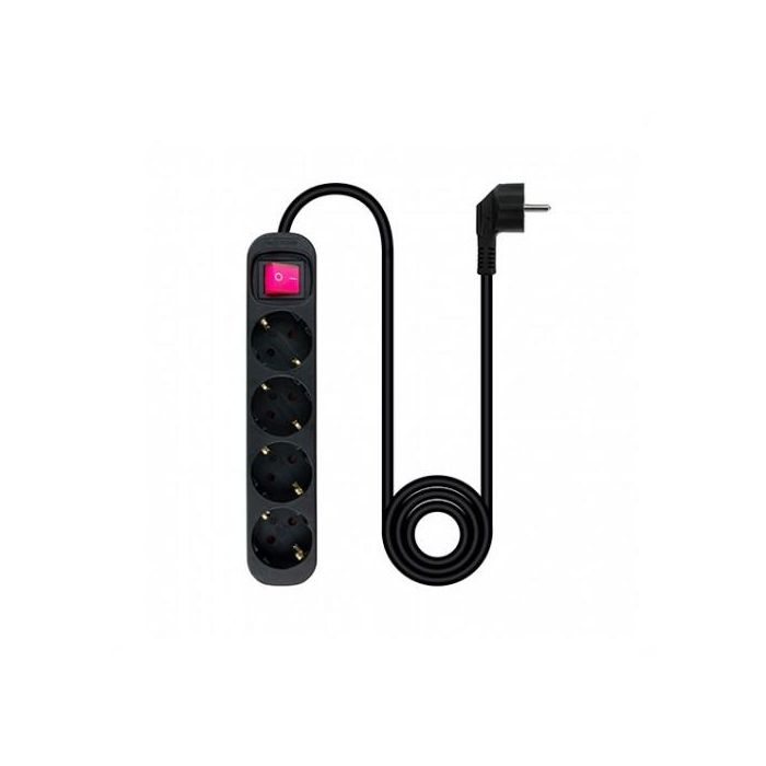 Nanocable 10.37.0004-BK Regleta de Enchufes con Interruptor, 4 Tomas con Tierra, Cable 1.4m, Protección Infantil, 3680W, Negro 1 Nanocable 10.37.0004-BK Regleta de Enchufes con Interruptor, 4 Tomas con Tierra, Cable 1.4m, Protección Infantil, 3680W, Negro 1