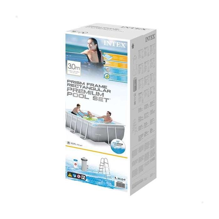 Intex Piscina Desmontable Rectangular Prism Frame con Depuradora y Escalera 300x175x80cm, 3539L, +6 años 5