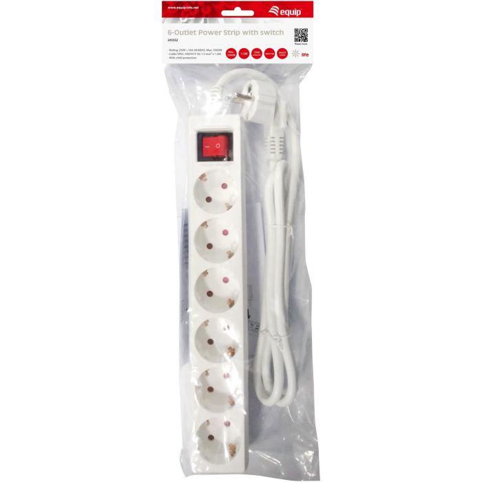 Equip Regleta con 6 Tomas, Cable de 1.5m y Botón de Encendido/Apagado 3 Equip Regleta con 6 Tomas, Cable de 1.5m y Botón de Encendido/Apagado 3