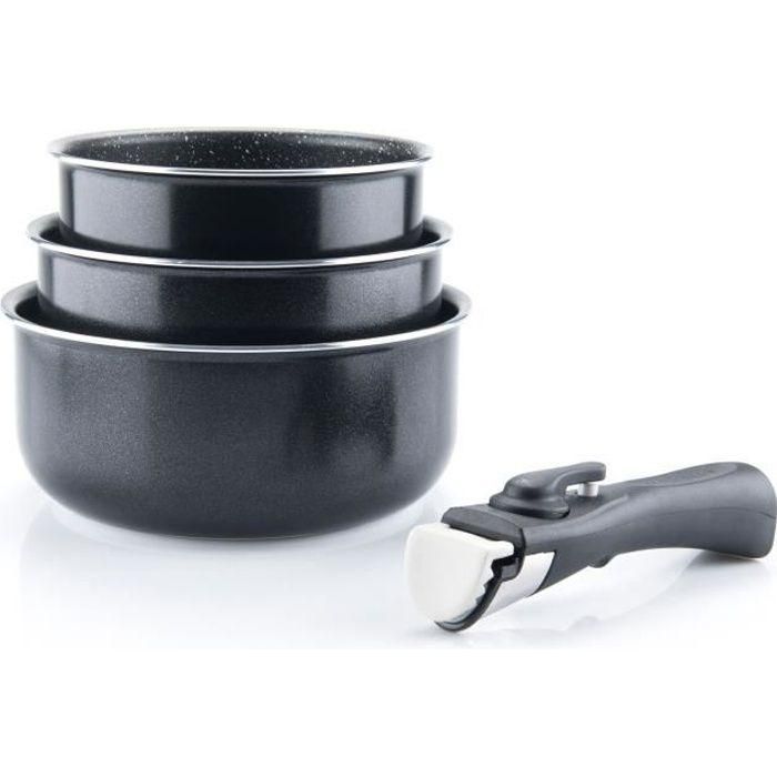 Arthur Martin AM120B Set 3 sartenes de aluminio 16/18/20 cm antiadherentes efecto piedra, compatibles con inducción, mango extraíble 0 Arthur Martin AM120B Set 3 sartenes de aluminio 16/18/20 cm antiadherentes efecto piedra, compatibles con inducción, mango extraíble 0