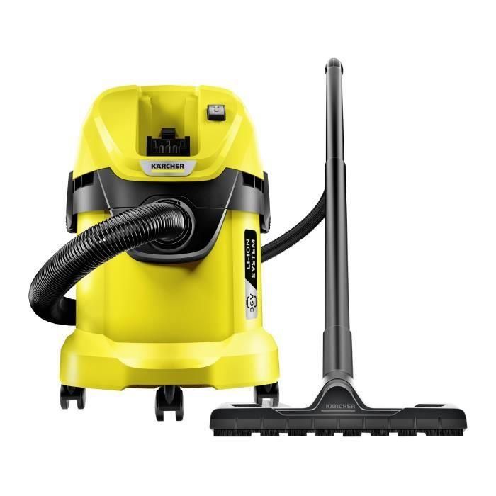 Aspirador de agua y polvo inalámbrico KARCHER WD 3 - Función soplador - Depósito de 17 L - 300 W 1 Aspirador de agua y polvo inalámbrico KARCHER WD 3 - Función soplador - Depósito de 17 L - 300 W 1